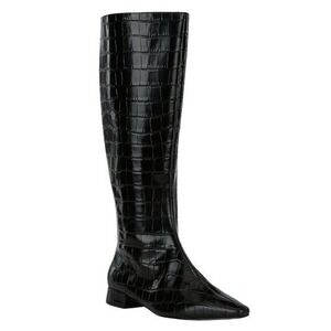 NWOB Gianni Bini Woman's Sharri Crocodile Embossed Leather Black Boots Sz 7.5